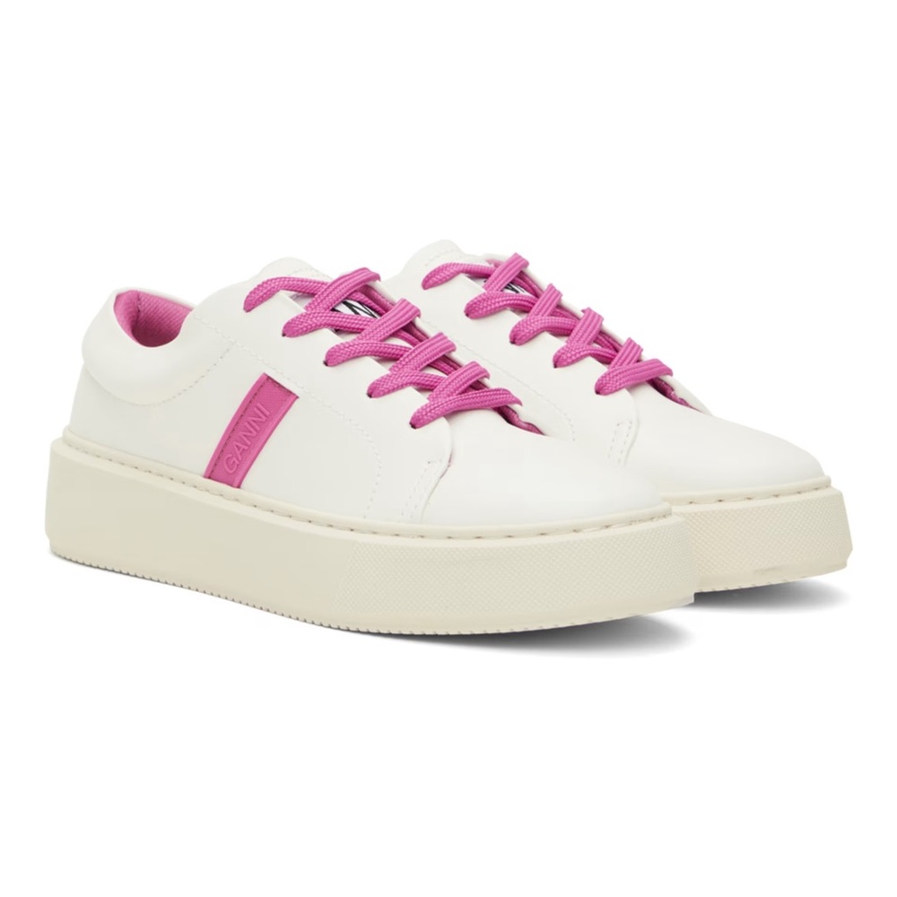 Women's GANNI White and Pink Sneakers